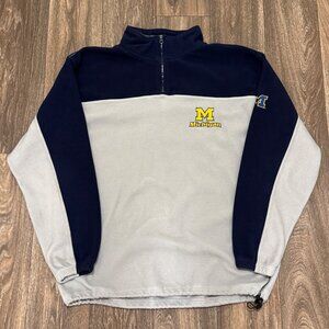 VTG Michigan Wolverines Fleece 1/4 Zip Men's XL Gray Embroidered Y2K 00s active